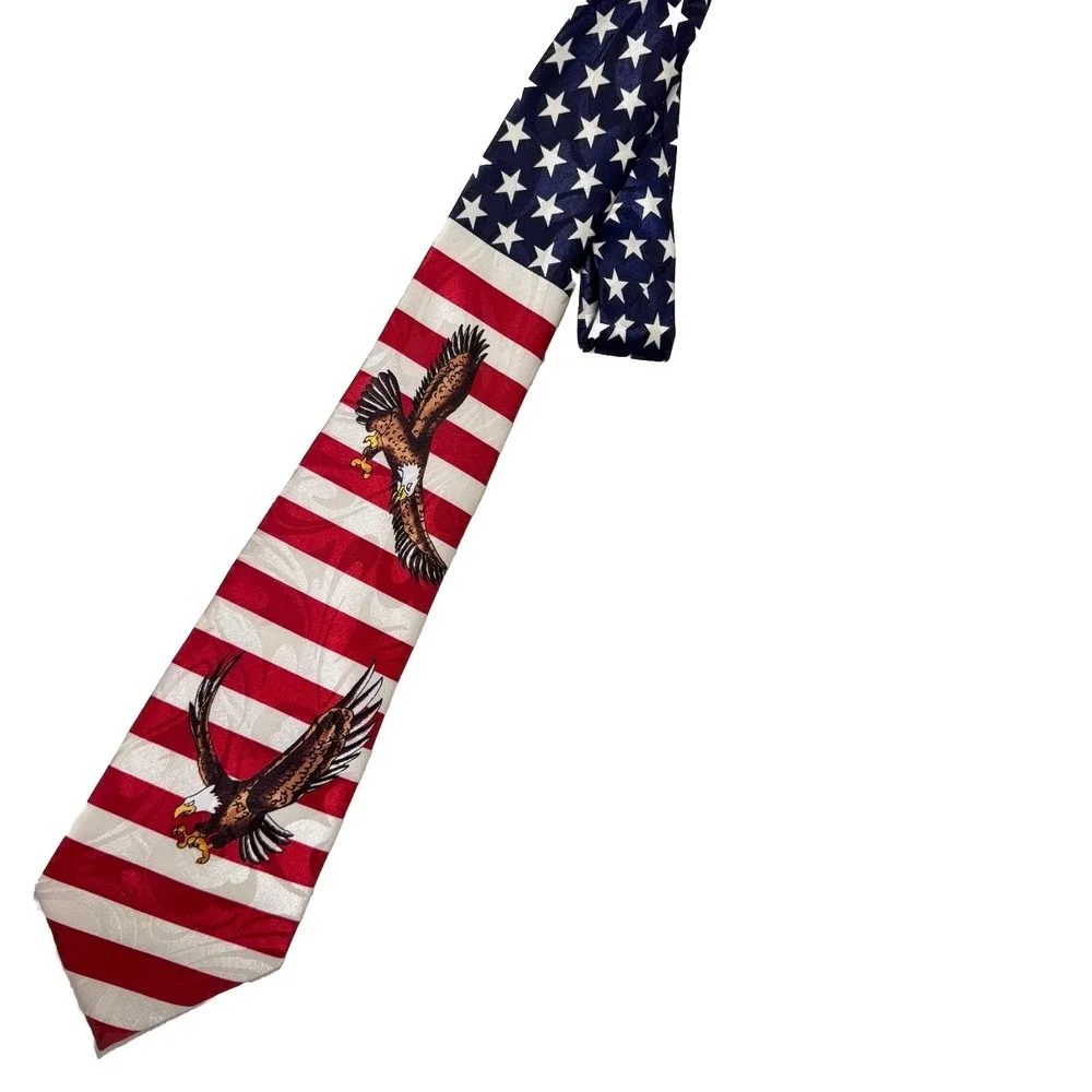 Fratello Men's Necktie Tie Bald Eagle‎ American Flag Patriotic 57
